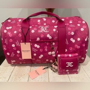 NWT Juicy Couture Cherry on Top Weekender + Tri Fold Wallet